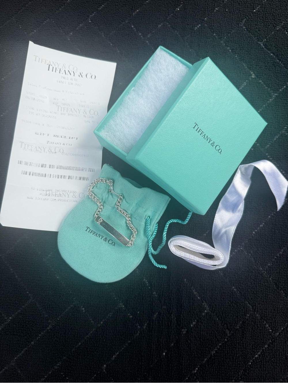 Tiffany & Co. Silver Bracelet with Tiffany Blue Pouch and Box